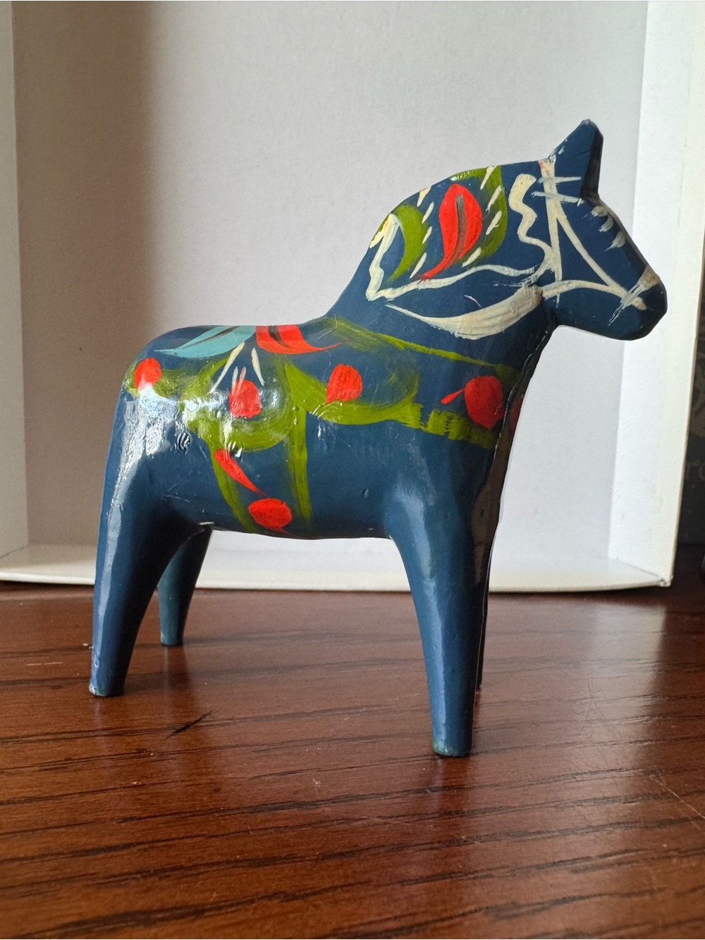 Swedish Dala Horse 4” Nils Olsson Midcentury Modern Vintage Danish Painted Blue